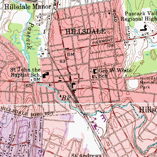 Topographic Map of Hillsdale Police Department, NJ