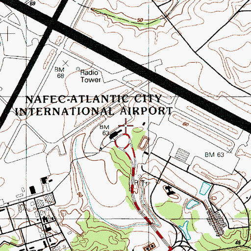 Topographic Map of New Jersey State Police Troop A Atlantic City International Airport, NJ