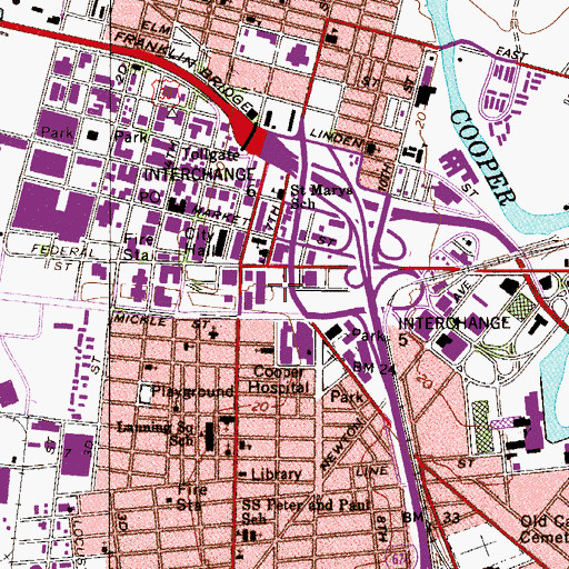 Topographic Map of New Jersey State Police Troop A Metro South Station, NJ