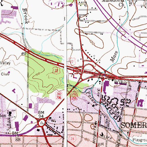 Topographic Map of New Jersey State Police Troop B - Somerville Station, NJ