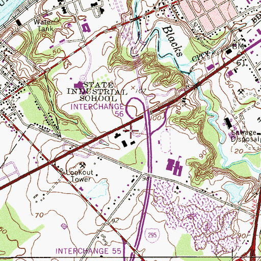 Topographic Map of New Jersey State Police Department Troop C Bordentown Station, NJ
