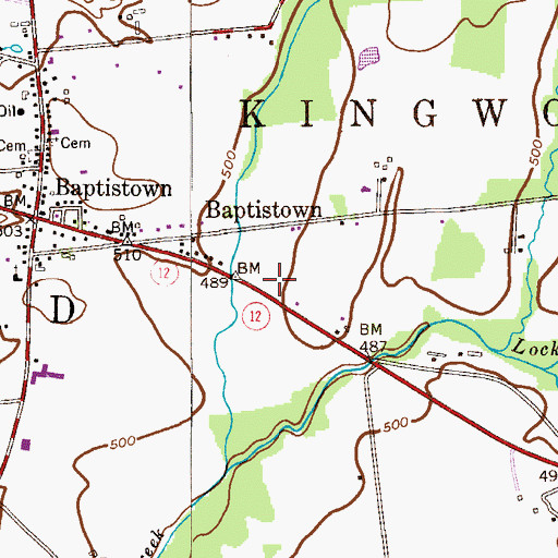 Topographic Map of New Jersey State Police Troop C Kingwood Station, NJ