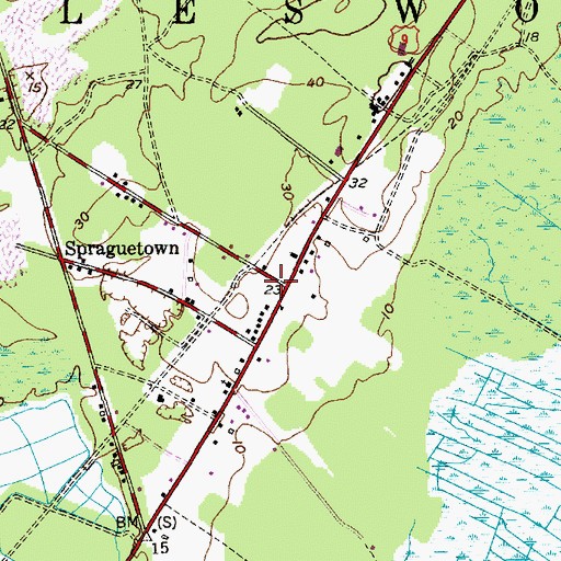 Topographic Map of New Jersey State Police Troop C Tuckerton Station, NJ