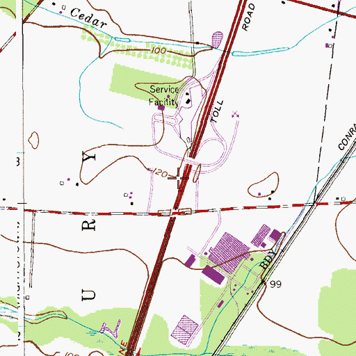 Topographic Map of New Jersey State Police Troop D Cranbury Station, NJ