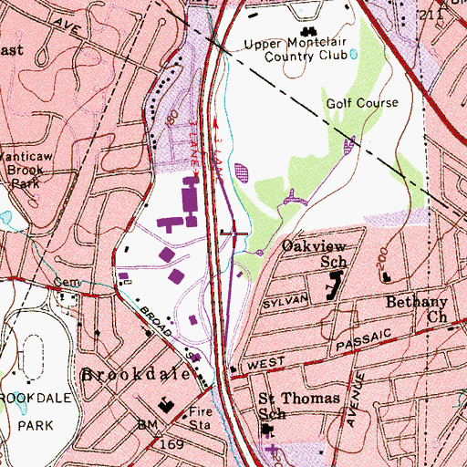 Topographic Map of New Jersey State Police Troop E Bloomfield Station, NJ