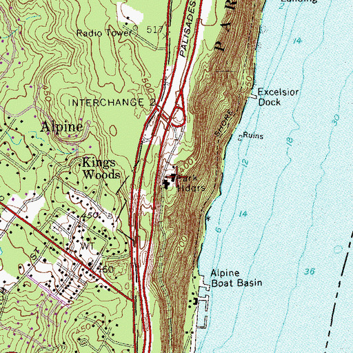 Topographic Map of Palisades Interstate Parkway Police Department, NJ