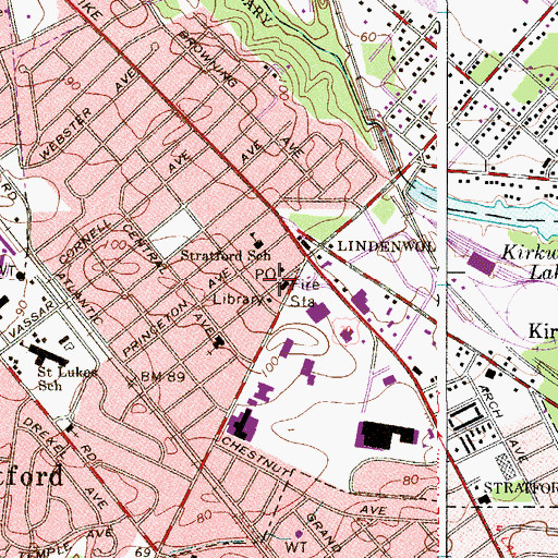 Topographic Map of Stratford Borough Police Department, NJ