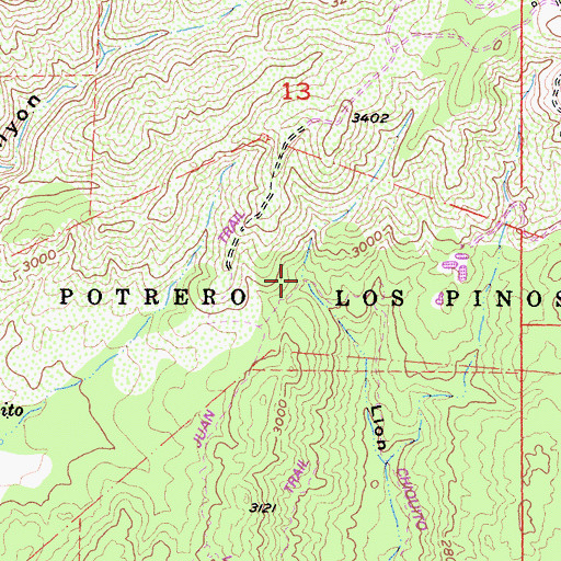 Topographic Map of Potrero Los Pinos, CA