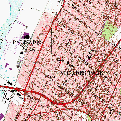 Topographic Map of Palisades Park Police Department, NJ