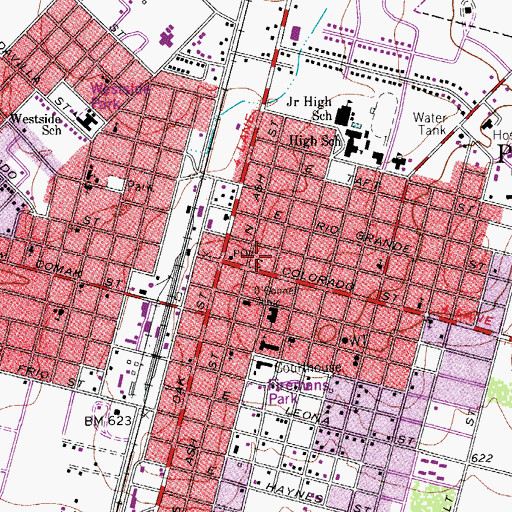 Topographic Map of Pearsall Post Office, TX