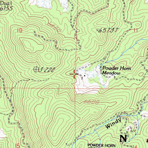 Topographic Map of Powder Horn Meadow, CA