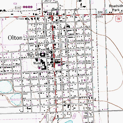 Topographic Map of Olton Post Office, TX