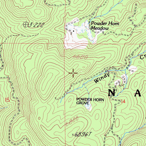 Topographic Map of Powderhorn Grove, CA