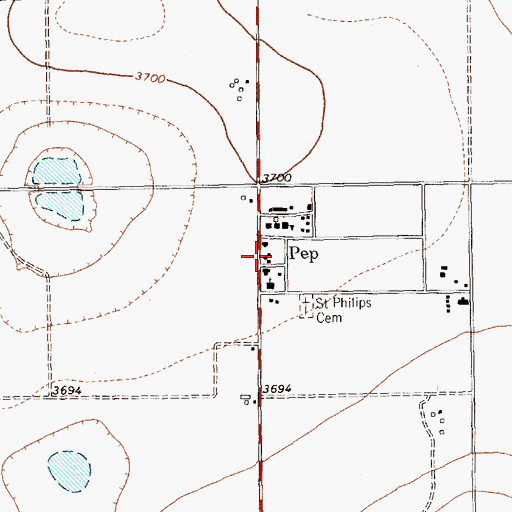Topographic Map of Pep Post Office, TX