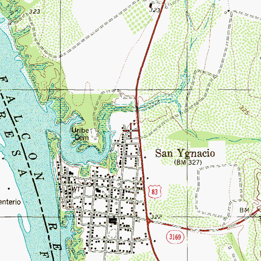 Topographic Map of San Ygnacio Post Office, TX