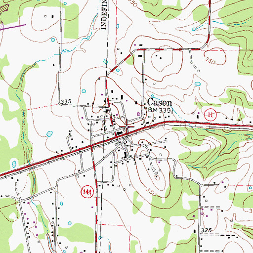 Topographic Map of Cason Post Office, TX