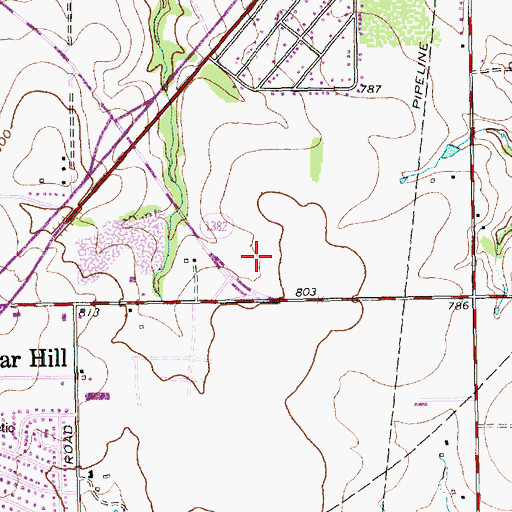 Topographic Map of Cedar Hill Post Office, TX