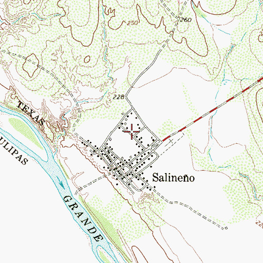 Topographic Map of Salineno Post Office, TX