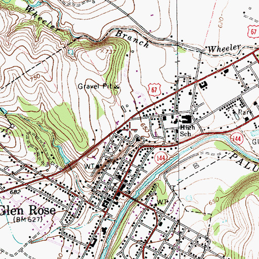 Topographic Map of Glen Rose Post Office, TX