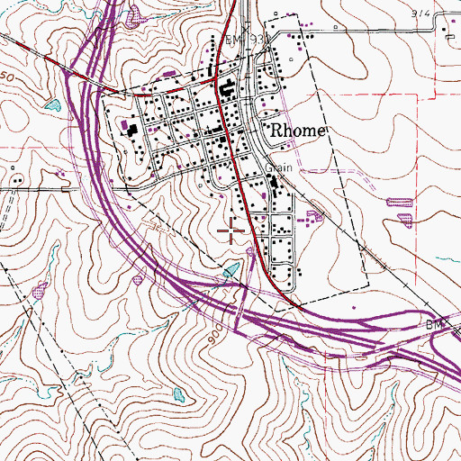 Topographic Map of Rhome Post Office, TX