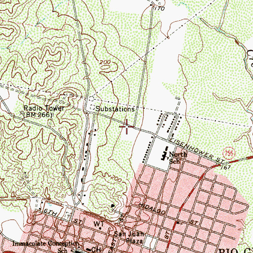 Topographic Map of Rio Grande City Post Office, TX