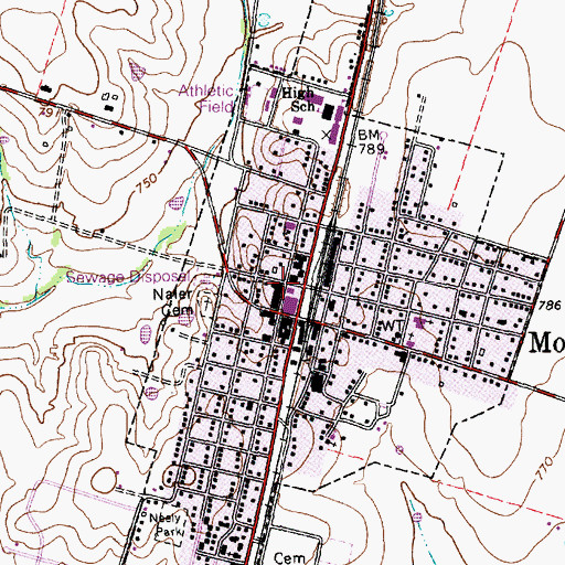 Topographic Map of Moody Post Office, TX