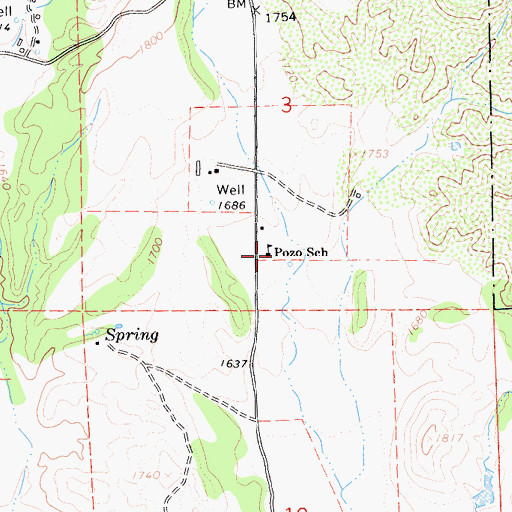 Topographic Map of Pozo School, CA