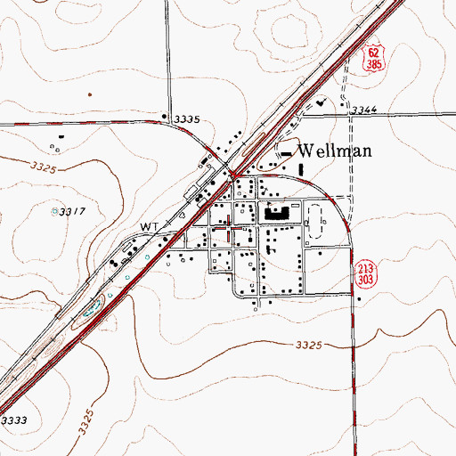 Topographic Map of Wellman Post Office, TX