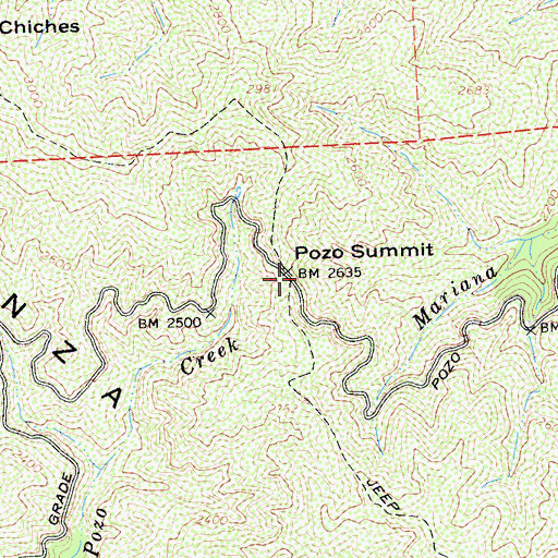 Topographic Map of Pozo Summit, CA