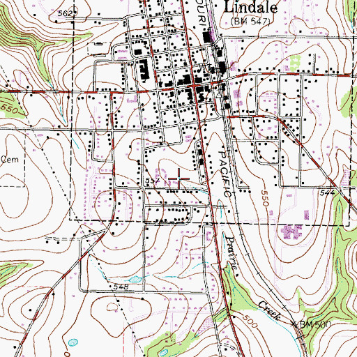 Topographic Map of Lindale Post Office, TX