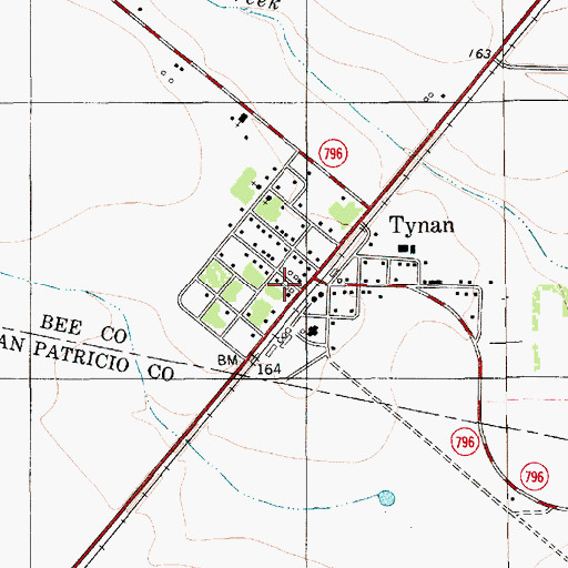 Topographic Map of Tynan Post Office, TX
