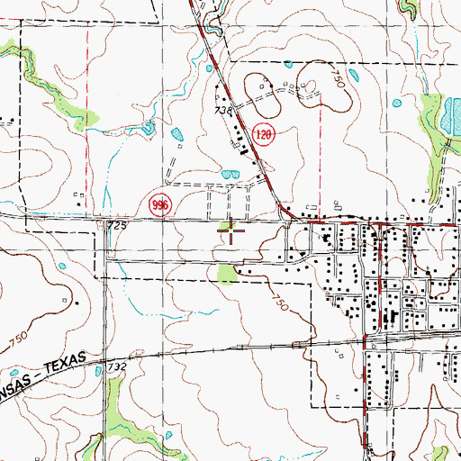 Topographic Map of Pottsboro Post Office, TX