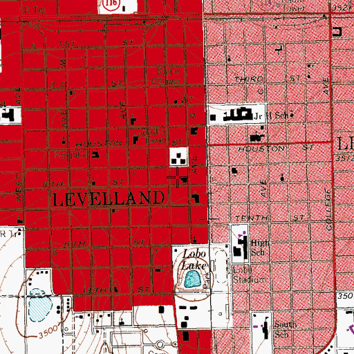Topographic Map of Levelland Post Office, TX