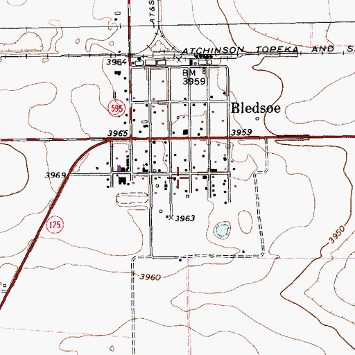 Topographic Map of Bledsoe Post Office, TX