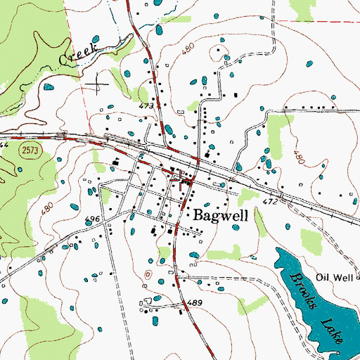 Topographic Map of Bagwell Post Office, TX