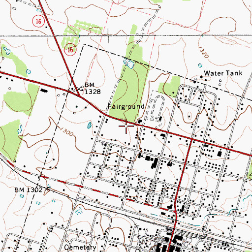 Topographic Map of De Leon Post Office, TX