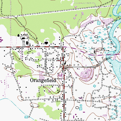 Topographic Map of Orangefield Post Office, TX