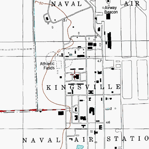 Topographic Map of Kingsville Post Office, TX