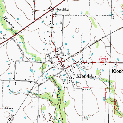 Topographic Map of Klondike Post Office, TX