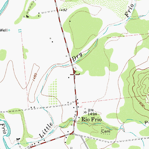 Topographic Map of Rio Frio Post Office, TX