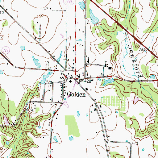 Topographic Map of Golden Post Office, TX