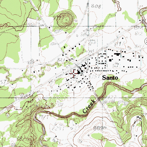 Topographic Map of Santo Post Office, TX