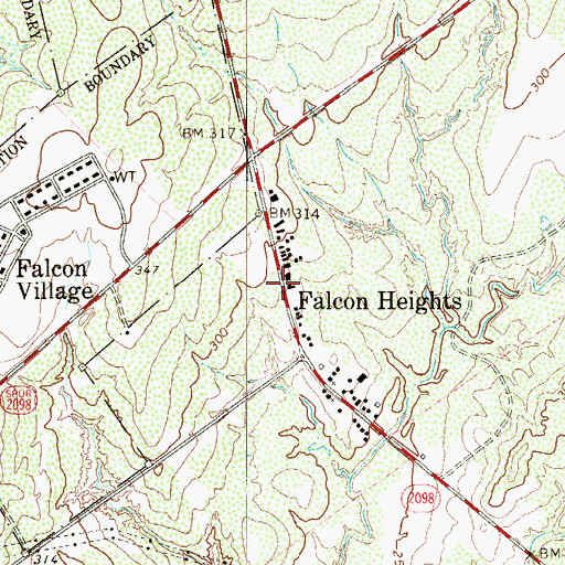 Topographic Map of Falcon Heights Post Office, TX