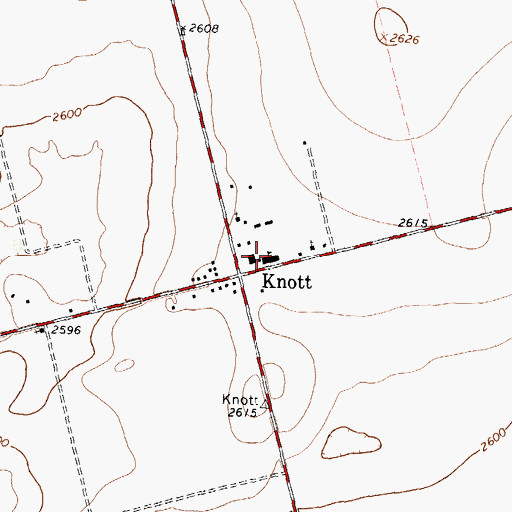 Topographic Map of Knott Post Office, TX