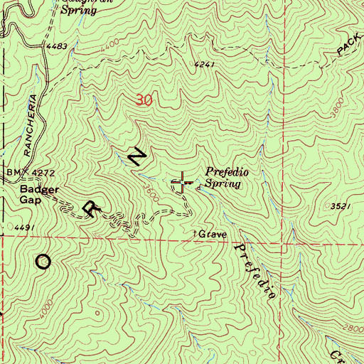 Topographic Map of Prefedio Spring, CA