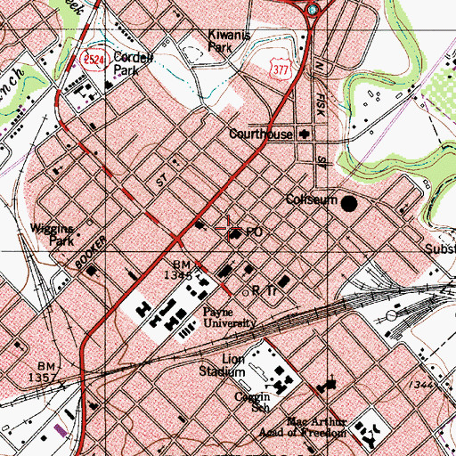 Topographic Map of Brownwood Post Office, TX