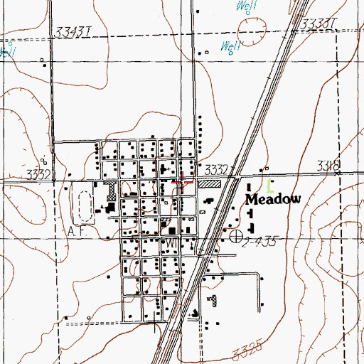 Topographic Map of Meadow Post Office, TX
