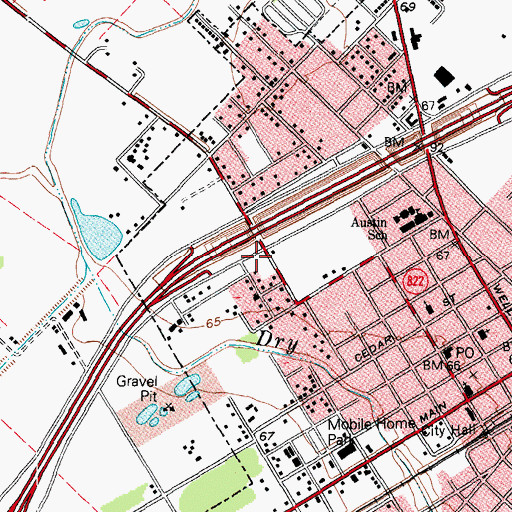 Topographic Map of Edna Post Office, TX