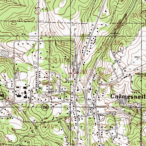 Topographic Map of Colmesneil Post Office, TX