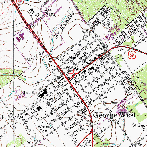 Topographic Map of George West Post Office, TX